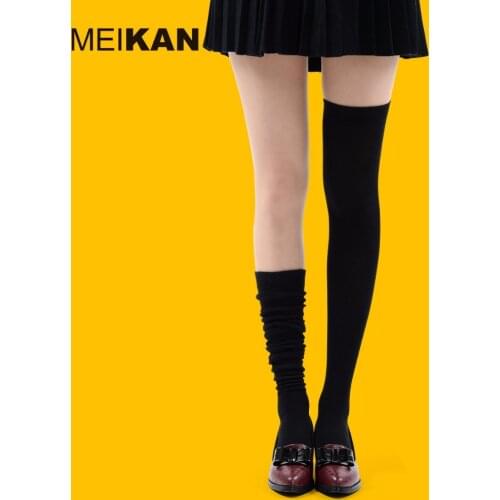 MK1229 MEIKAN Colorful Solid Color Combed Cotton Over Knee Socks Women Fashion Kawaii Cute Stockings Sox for Four Season