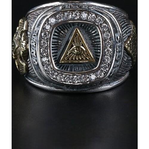 New Eye Of God Men Ring Personality Domineering Index Finger Hip Hop Fashion Opening Adjustable Retro Jewelry Accessories