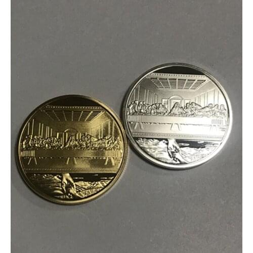 20 pcs The Religious coin Jesus father last dinner God vs devil badge silver gold plated souvenir decoration collectible coin