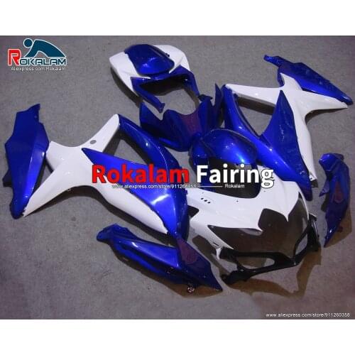 Cover Kit For Suzuki K8 GSXR600 GSXR750 2008 2010 GSX-R600 09 10 GSX-R750 08 White Blue Motorcycle Fairings (Injection Molding)