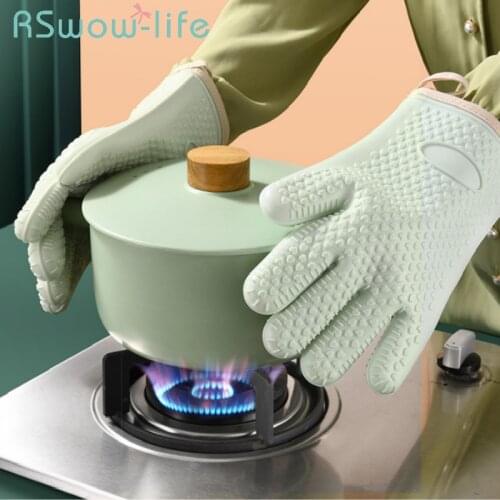 Kitchen Silicone Thermal Insulation Gloves High Temperature Resistant Non-slip Baking Microwave Anti-scalding Silicone Gloves