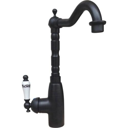 Kitchen Wet Bar Bathroom Vessel Sink Faucet Black Oil Rubbed Bronze One Handle Swivel Spout Mixer Tap Single Hole msf107