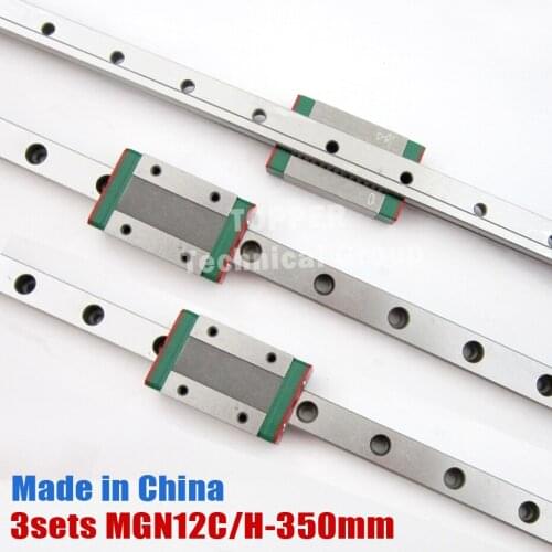 CNC part linear actuator 3pcs mgn12 linear rail L=350mm + 3pcs MGN12H or MGN12Cblock for 3d printer linear guide