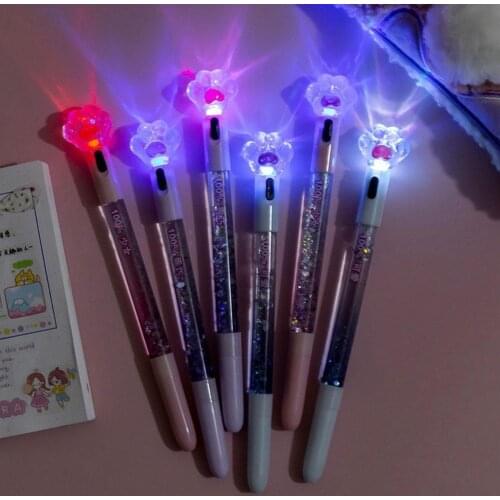 Cute And Simple Girl Heart Luminous Gel Pen Ns Magic Wand Student Supplies Water-based Gel Pen Ballpoint Pen