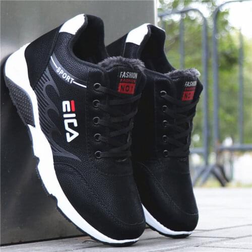 Qmaigie Shoes for Men brand Winter leather PU Warm Ankle Snow Boots Men 2021 Winter Rubber casual Sneakers Winter Shoes plush