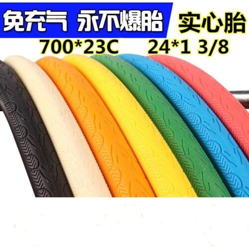 Q294 Dead tires solid road bike Free inflatable tire explosion-proof 24*1/38 700*23C tire vacuum tires Multicolor optional