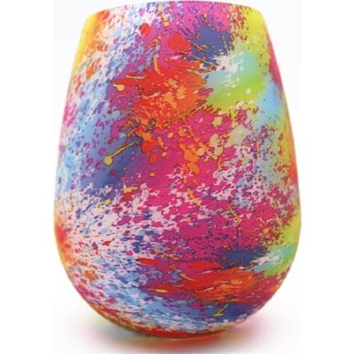 Unbreakable Silicone Wine Glasses BPA-Free Portable Printed Outdoor Water Cup for Travel Picnic Pool Boat Camping