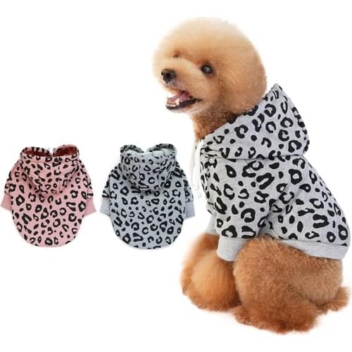 New Pet Dog Hoodie Coat Fashion Leopard Print Sweater Autumn and Winter Dog Clothes for Small Dogs French Bulldog Clothes
