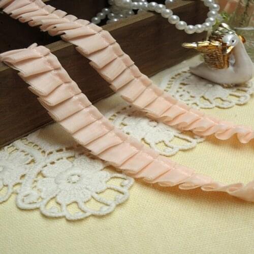 Orange Ruffle chiffon gathered lace trim material accessories lace trim 2cm width-YY