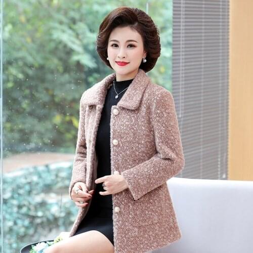 Middle-Aged Mother Autumn And Winter Clothes Mink Woolen Coat Short Extra Size 5XL2020 New Female Woolen Feminine L36
