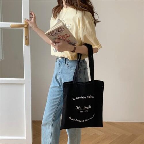 Retro Art Canvas Bag Womens Shoulder Bag Fashion Cotton Letter Shopping Shopper Simple Ladies Hand Bags Tote Bags Women 2021