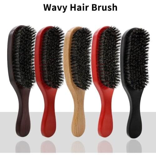 Wave Hair Brush Beech Boar Bristle Hair Comb Natural Texture Massage Cleaning Care Head Scalp Anti-tangling Hairbrush