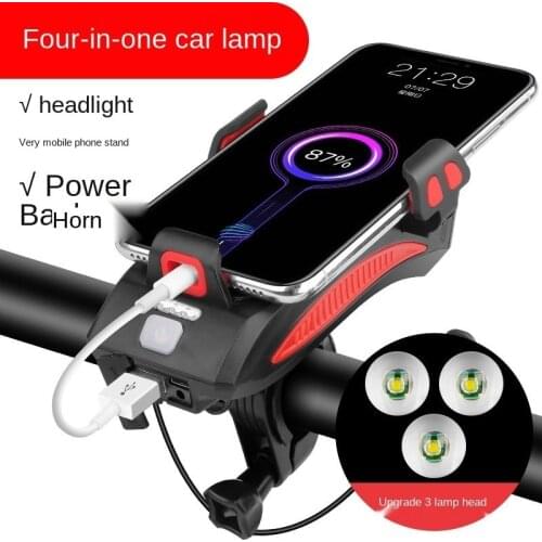Bike Light Phone Holder 4 in 1 Bicycle Light Flashlight Bike Cycling including mobile power 2000 mAh for Smart Phone