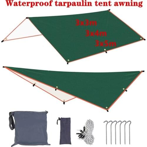 Waterproof 6-Peg 6-String Sun Canopy for Car, Garden Umbrella, Beach, Travel Umbrella, Tent, Tarpaulin, 3x3m, 3x4m