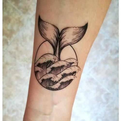 Waterproof Temporary Tattoo sea wave whale wolf eagle tatto stickers flash tatoo fake tattoos hand foot for men girl women kid