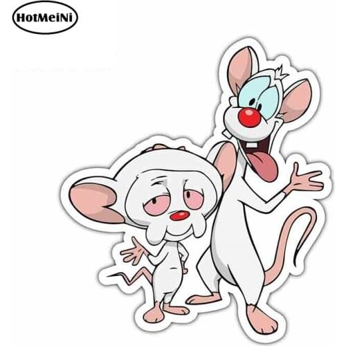 HotMeiNi 13cm x 11.6cm Funny Car Stickers for Pinky and The Brain JDM Racing Car DIY Decals Cartoon Anime Creative Car Wrap