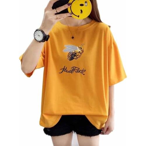 Fashion Large size short sleeve T-shirt top women summer 2019 Loose Printed tees female cotton Casual tops M-4XL Tshirts G122