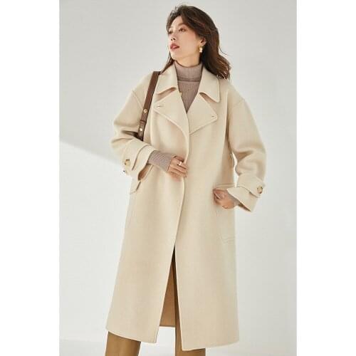 Winter Wool Coat Women Long Casual Cashmere Coat Female Camel Fashion Warmth 2021 New Autumn Black Lapel Loose-Fitting Coat