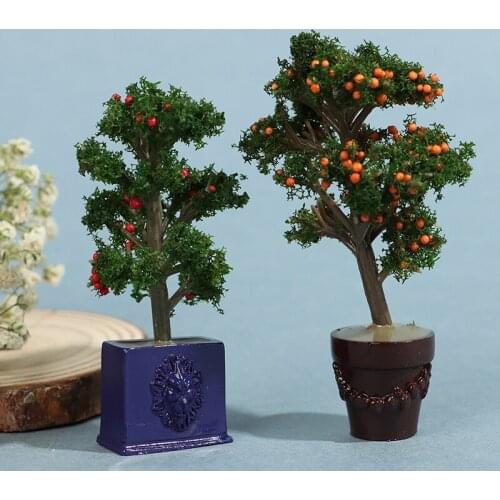 1 pc 1:12 Dollhouse Miniature Simulation Fruit Trees Potted Plants Model Accessories