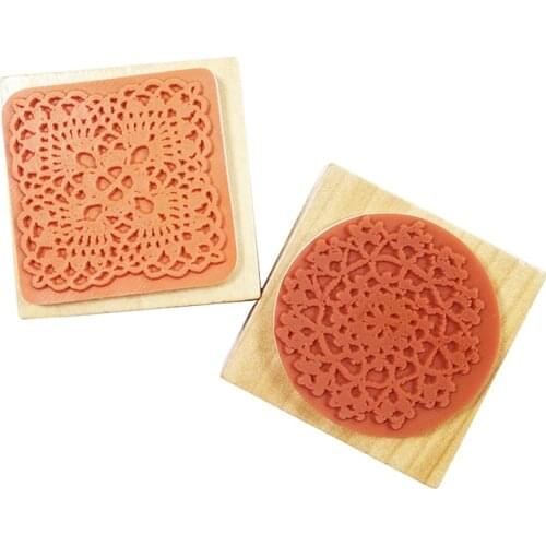 1 pcs/lot Vintage Square Lace Wooden Rubber Stamp Scrapbook DIY Floral Lace Decoration Stamp High Quality Clear Stamps