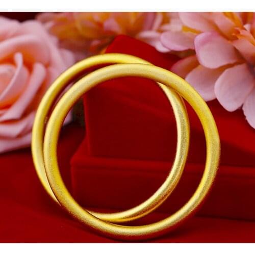 1 Piece Scrub Solid Column 18K Gold Closed Bangle for Women / Girls Classic Daily Wear Jewelry Gift Multiple Sizes Available