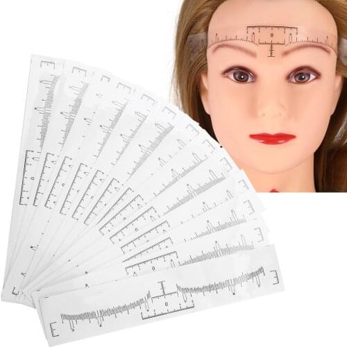 100pcs Microblading Disposable Accurate Ruler Permanent Makeup Tebori Eyebrow Shaping Tools Tattoo Measurement Rulers Sticker
