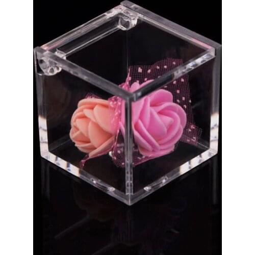 12pcs/lot Clear PS Square Gift Boxes Favor Candy Packing Souvenir Box Transparent Chocolate Bags Wedding Party Supply sweet box