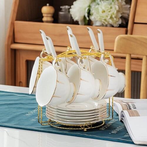 200ML 1/4 Set Luxury Bone China Tea Cup and Saucer Noble Ceramic Coffee Mug Porcelain Teacup Party Teatime Drinkware Gifts