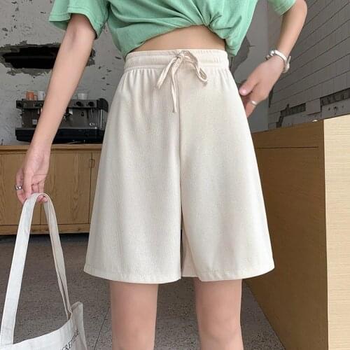 2021 Hot Plus Size Summer Casual Ice Silk Biker Shorts Women High Waist Loose Shorts Short SweatPants Streetwear Womens Shorts