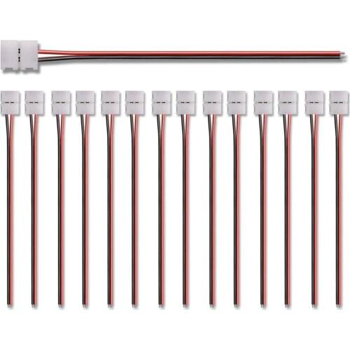 2PIN 8MM 3528 2835 IP20 Single Light Led Strip Connector Cable With One End Clip,Led Strip Light Extension Wire Cable