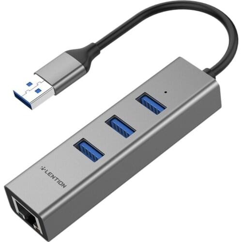 LENTION 3 Port Hubs with Ethernet Gigabit RJ45 LAN Adapter USB-A Interface 4K for Air/Pro More Type a Laptops