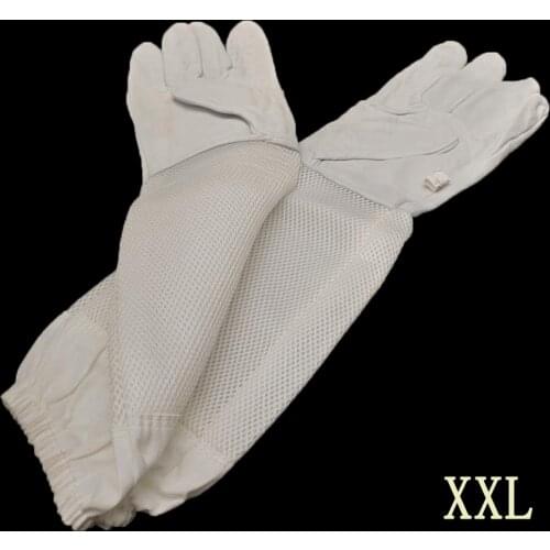 3D Breathable Beekeeping Protective Gloves Goatskin Vented Beekeeper Anti Bite Protection Long Sleeves Apiculture Supplies