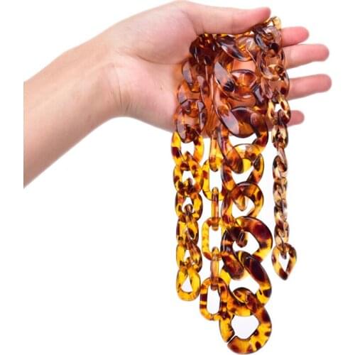 50pcs Oval Chain Shape Leopard Print Effect Beads DIY Hand Made Earring Findings Jewelry Accessories