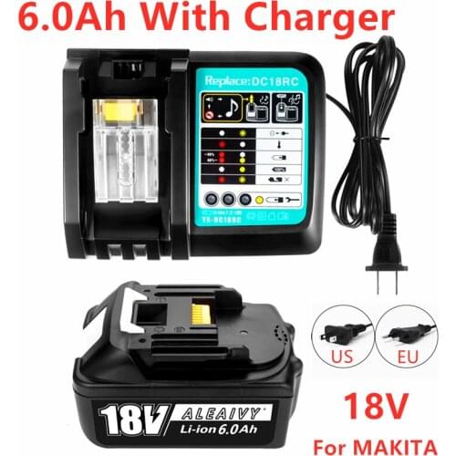 Genuine WIth Charger BL1860 Rechargeable Battery 18V 6000mAh Lithium Ion for Makita 18v Battery 6Ah BL1850 BL1880 BL1860B LXT400
