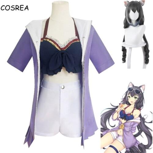 Anime Princess Connect Re:Dive Kyaru Cosplay Costume Girls Women Top Shorts Beach Costumes Suit Wig Halloween Carnival Party