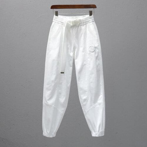 White pants womens elastic waist loose casual pants 2021 spring and summer new trend beamed feet are thin carrot harem pants