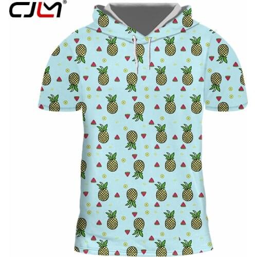 CJLM Summer New Fashion Man Hooded Shirt Fruit Watermelon Pineapple Print 3D Male Top Casual Short Sleeve Sleeve Top Oversized