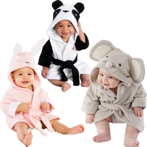 Boy Girl Animal Baby Bathrobe Baby Hooded Bath Towel Infant Bathing Honey Baby A
