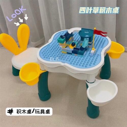 Childrens Wooden Table with Chair Size Table Top Particle Storage Bucket Study Table Childrens Toy Play Table Toys