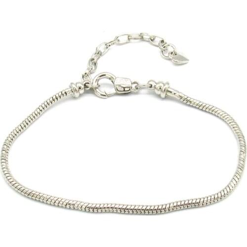 DIY Snake Chain Brand Bracelets Bangles For Women Jewelry Trendy Basic Charm Bracelets With Big Hole Beads Charm