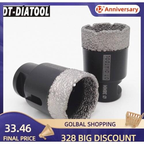DT-DIATOOL 2pcs M14 Dia 38mm Dry Vacuum Brazed Diamond Drill Core Bits Ceramic Tile Hole Saw Granite Marble Stone Drilling Bits