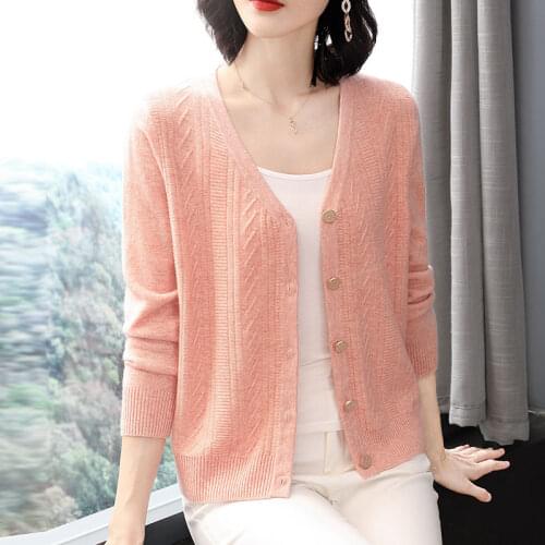 WEIHAOBANG 2021 Autumn Winter New Cardigan Womens Sweater V-neck Solid Color Single Breasted Long Sleeved Sweater Coat