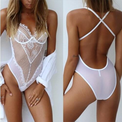 Sexy Bra Set Women Lace Lingerie Bodysuit Backless Pajamas Jumpsuit Sets Lenceria Erotic Costumes Sexy Plus Size Sleepwear