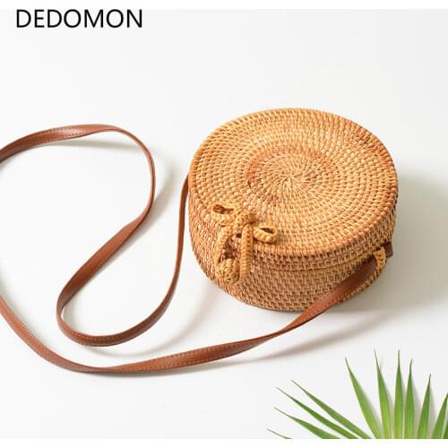 2020 New Round Straw Bag for Women Handbags Large Summer Rattan Bag Handmade Woven Beach Handbag Straw Bags for Women Crossbody