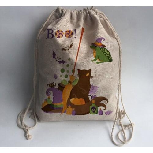 Halloween style linen Storage Bags Drawstring Backpack Baby Kids Toys Travel Shoes Laundry Lingerie Makeup Pouch