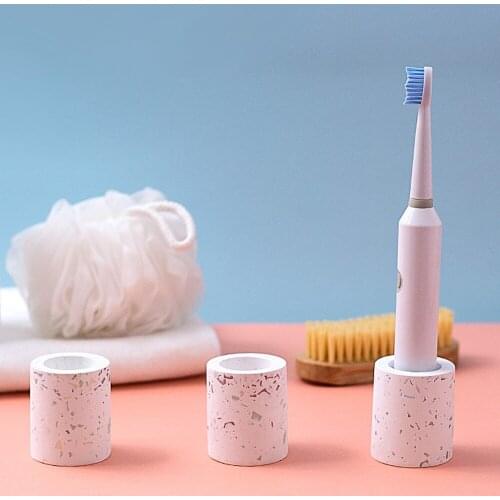 Mini Electric Toothbrush Holder Terrazzo Toothbrush Rack Storage Organizer Bathroom Water Absorbent Toothbrush Cup Countertop