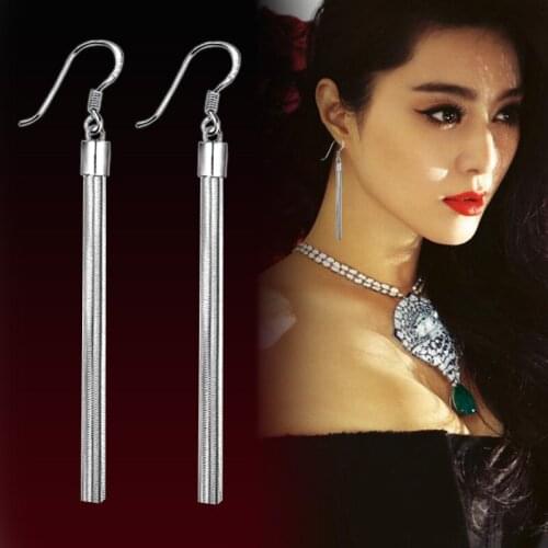 Fashion 925 Sterling Silver Earrings Jewelry Tassel Long Earrings Pendientes Brincos brincos de prata
