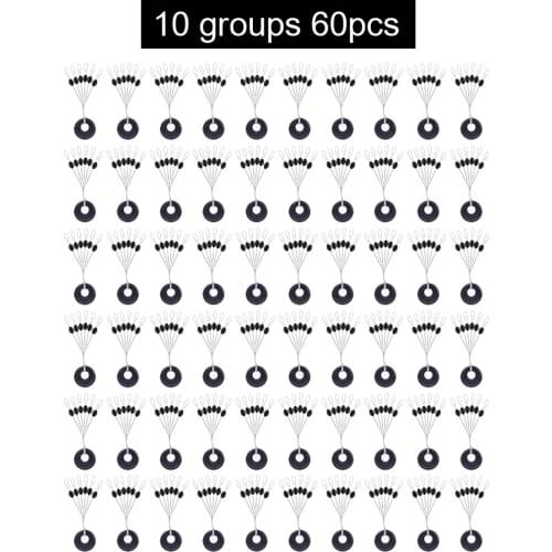 60pcs 10 Group Set Black Rubber Space Beans Stopper Suitable For Fishing Line 3.0-6.0# Medium 2-4 Carp Fishing Accessories