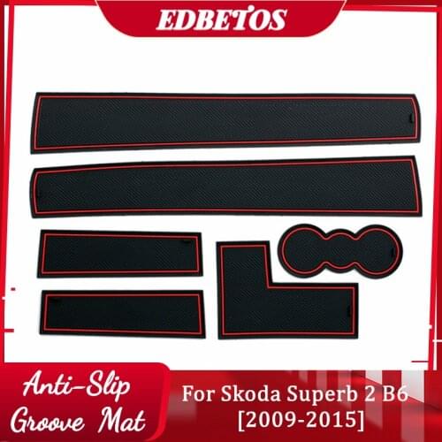 For Skoda Superb 2 B6 Gate Slot Mat Anti Slip Anti-Slip Door Groove Pad Interior Decoration Car-Styling Acccessories 2009-2015