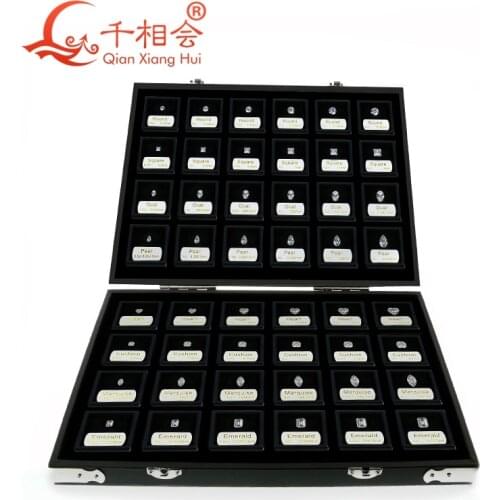 New box 8 shapes of cubic zirconia loose 1-5 carat weight size set display tools box diamond tester master set
